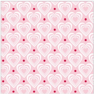 Krasilnikoff Stoffserviette 40x40 cm 3D Hearts pink-white